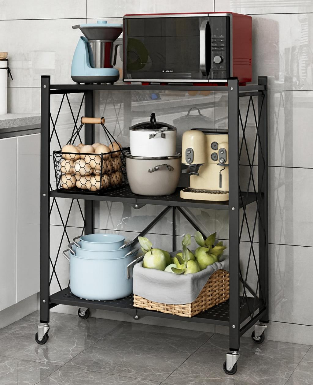 Carbon Steel 3 Shelf Folding Unit Lifestyle