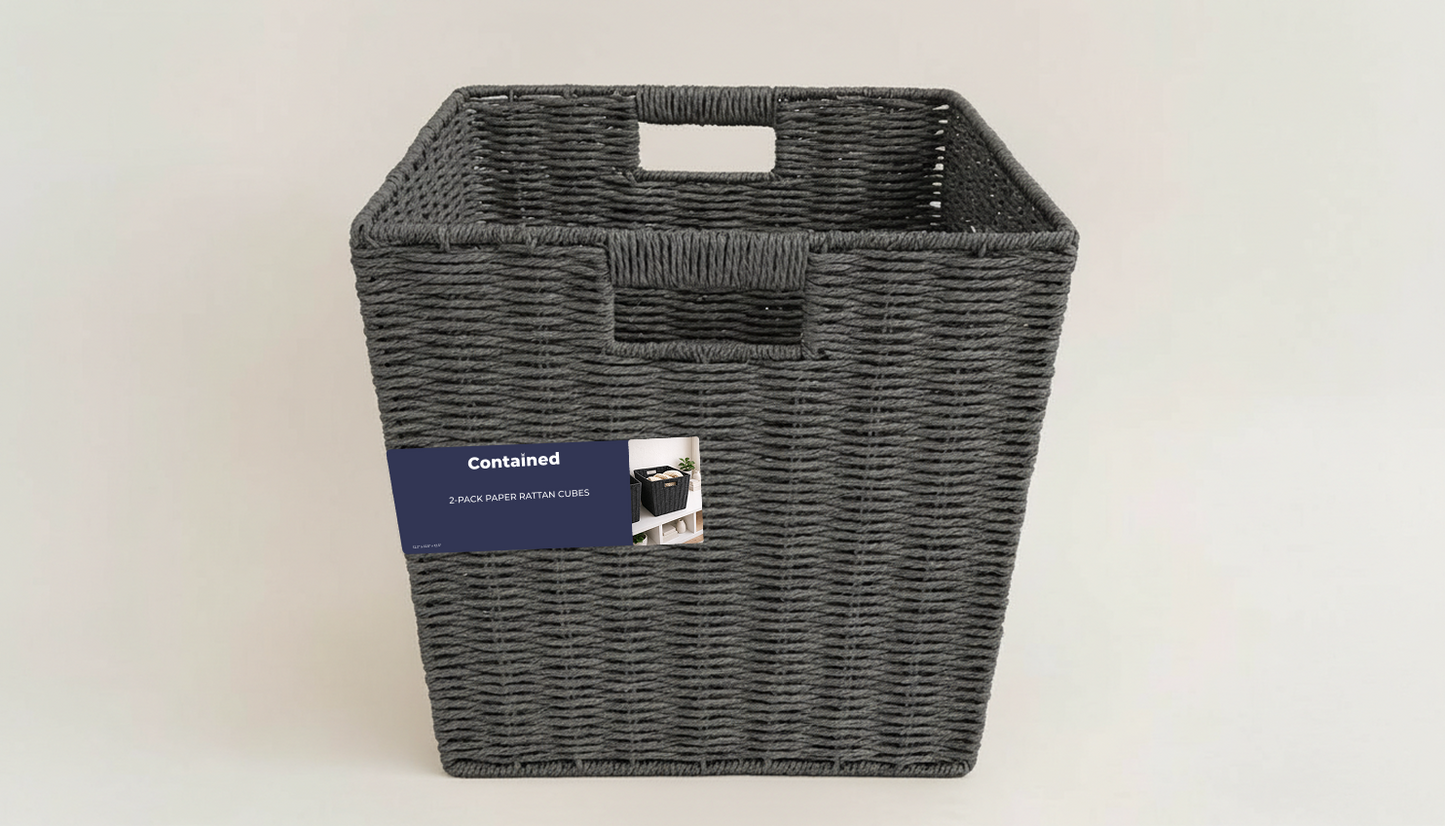 2 PC PAPER RATTAN KD CUBE