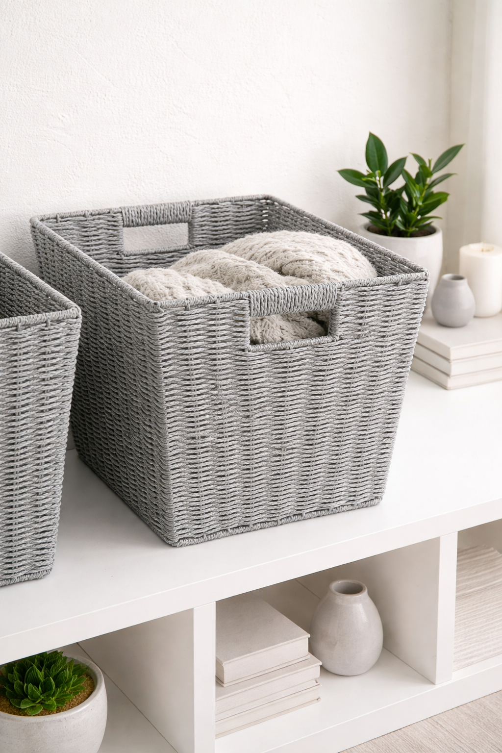 2 PC PAPER RATTAN KD CUBE