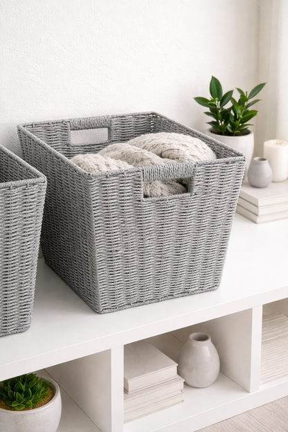 2 PC PAPER RATTAN KD CUBE