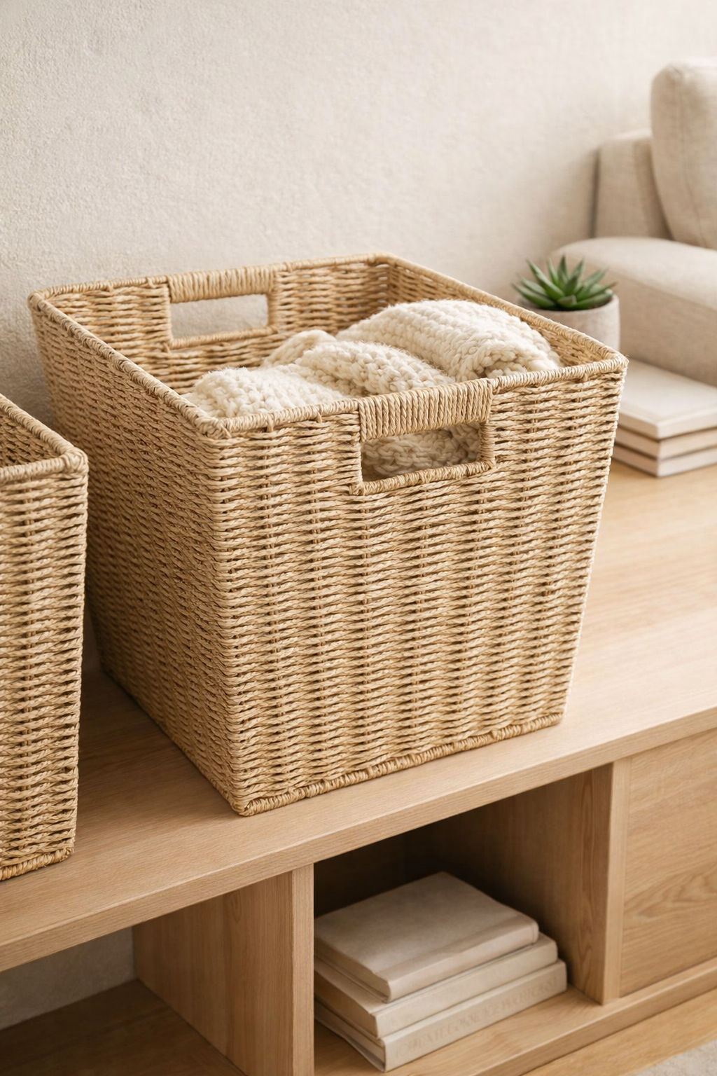 2 PC PAPER RATTAN KD CUBE