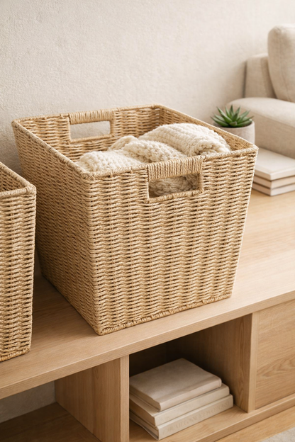 2 PC PAPER RATTAN KD CUBE