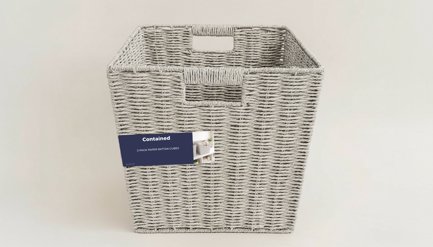 2 PC PAPER RATTAN KD CUBE