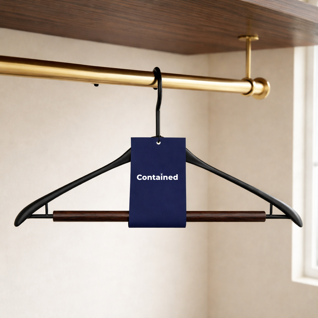 POWDER COATED METAL SHIRT HANGER WITH WOOD - 4PK